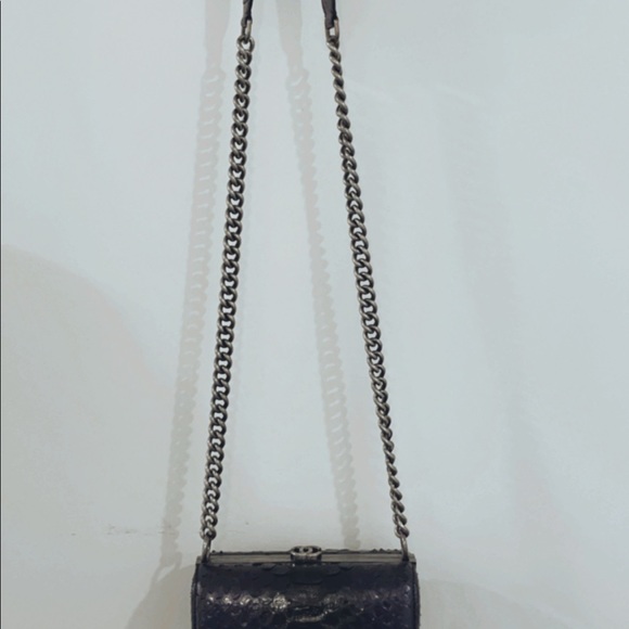 CHANEL - Box Frame Deep Purple Python Skin Leather bag - Picture 3 of 7